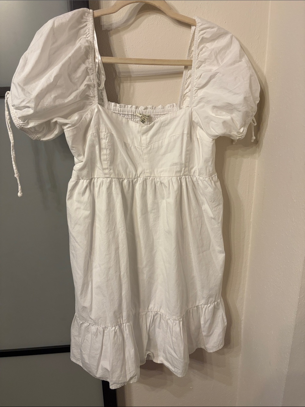 Sim & Sam White Puff-Sleeve Kids Dress - Classic Square Neck size XL